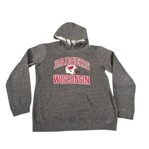 Wisconsin Badgers Boys Size X-Large 18 Gray Hooded Sweatshirt Hooded Outer Stuff